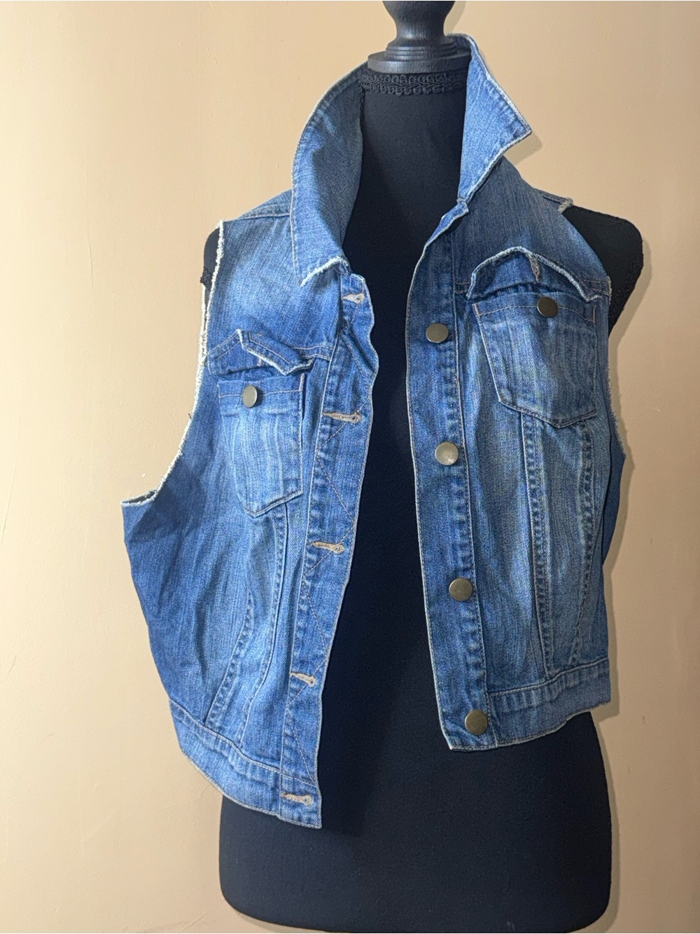Forever 21 Distressed Blue Denim Vest